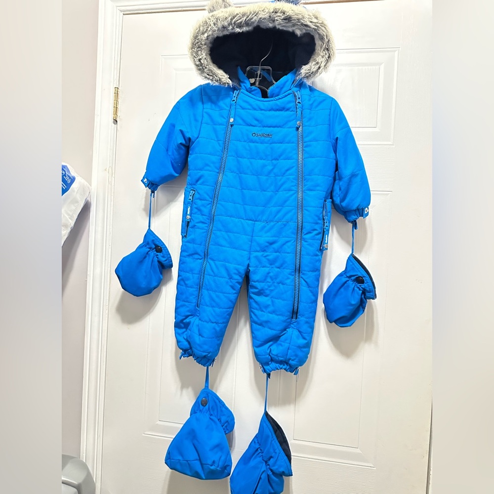 OshKosh B'gosh Blue Snowsuit with Mittens and Booties 12m